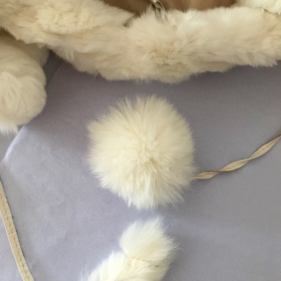 Ivory Genuite Rabbit Fur Hat Ushanka, Handmade Luxurious Winter Fashion main image 5